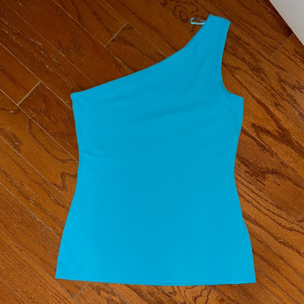 Susana Monaco Bright Turquoise One-Shoulder Top